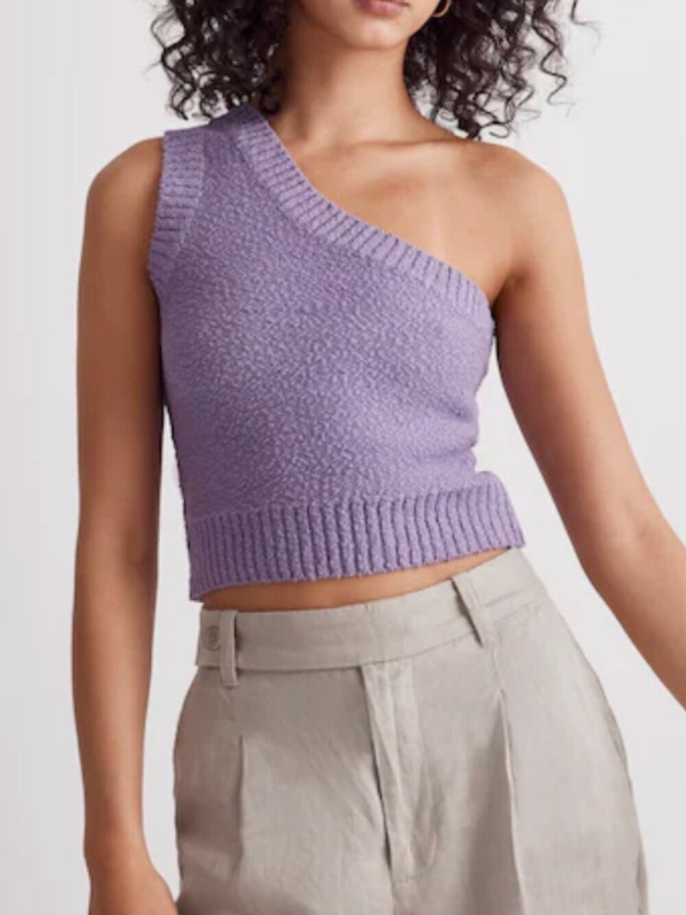 NWT Madewell Women's Size Large Purple Textured Knit One Shoulder Sweater Tank